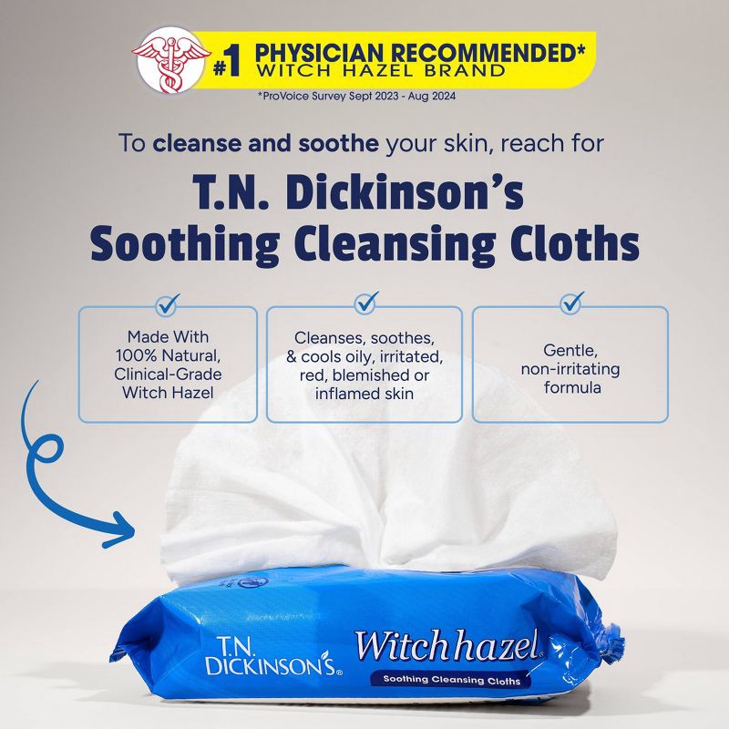 slide 4 of 10, T.N. Dickinson's Witch Hazel Cleansing Cloths - 25ct, 25 ct