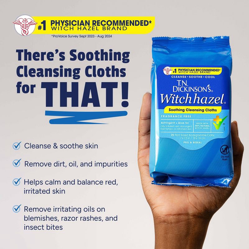 slide 5 of 10, T.N. Dickinson's Witch Hazel Cleansing Cloths - 25ct, 25 ct