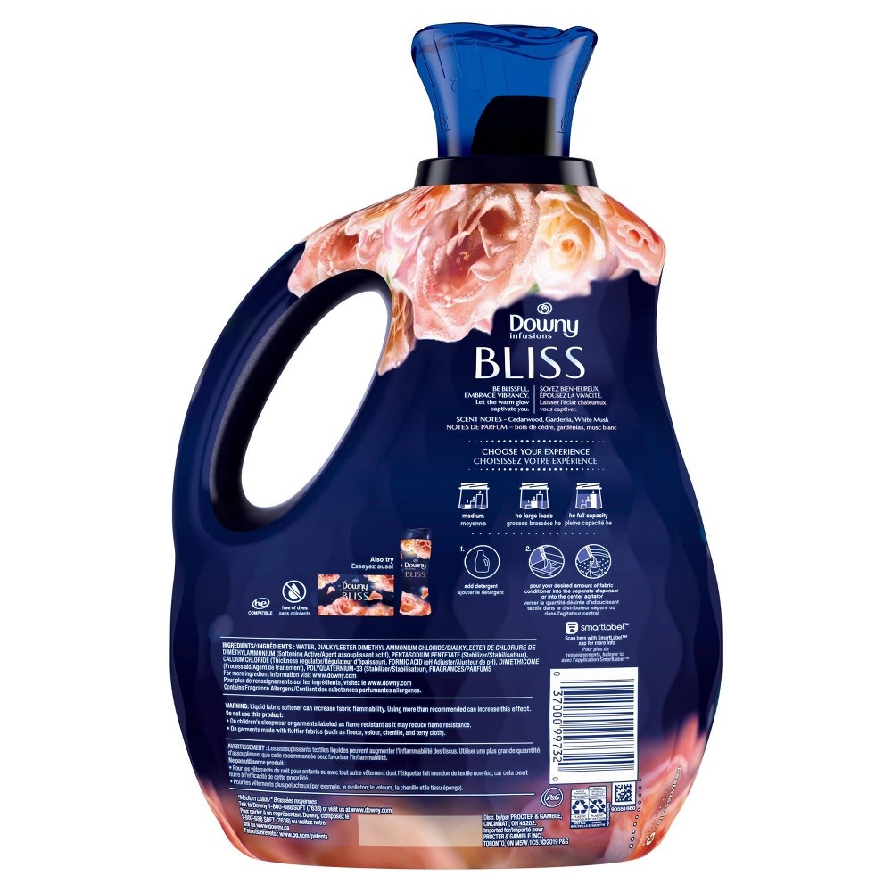 slide 10 of 10, Downy Infusions Bliss Sparkling Amber & Rose Scent Liquid Fabric Softener - 81 fl oz, 81 fl oz