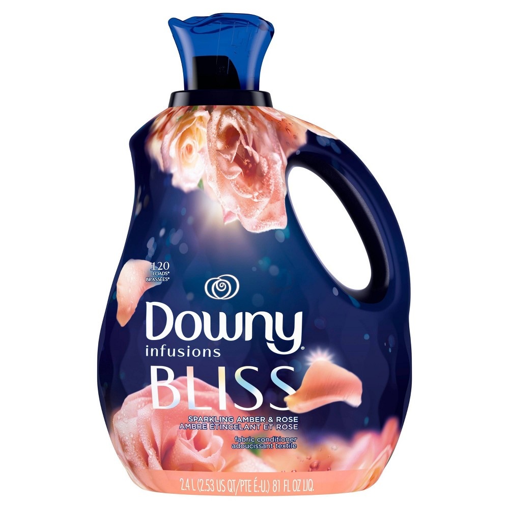 slide 5 of 10, Downy Infusions Bliss Sparkling Amber & Rose Scent Liquid Fabric Softener - 81 fl oz, 81 fl oz