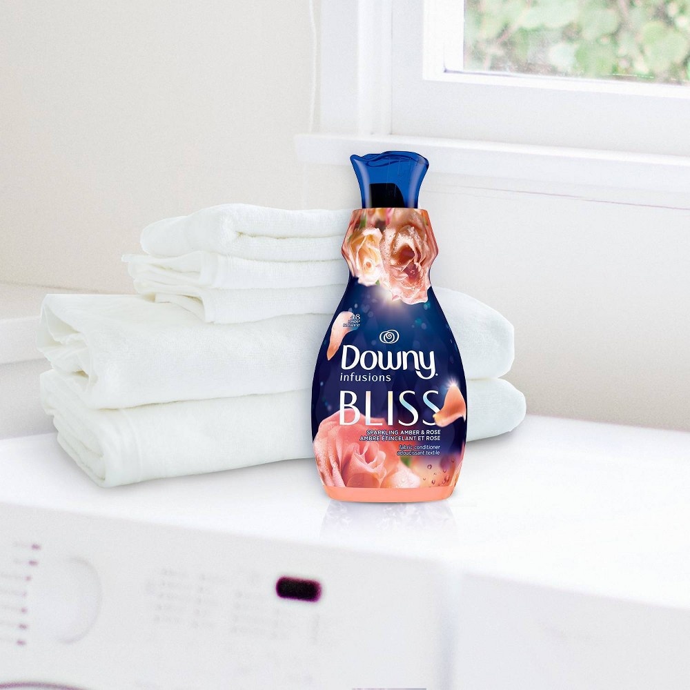 slide 3 of 10, Downy Infusions Bliss Sparkling Amber & Rose Scent Liquid Fabric Softener - 81 fl oz, 81 fl oz