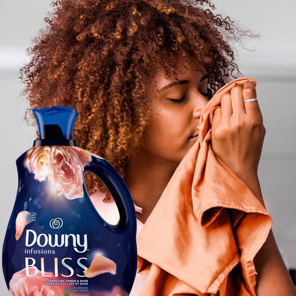 slide 6 of 10, Downy Infusions Bliss Sparkling Amber & Rose Scent Liquid Fabric Softener - 81 fl oz, 81 fl oz