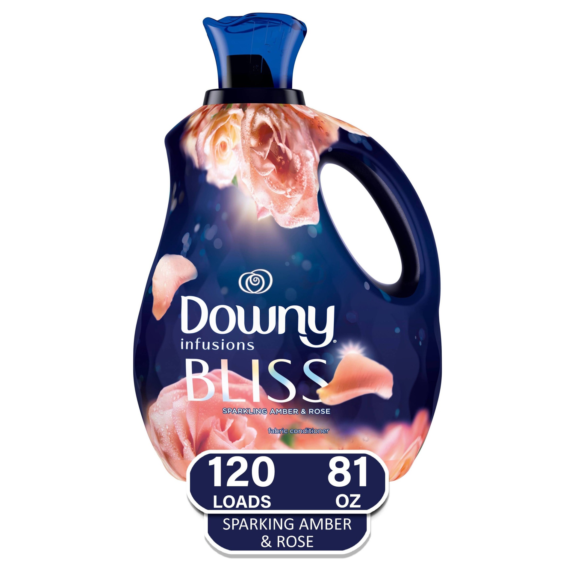 slide 1 of 10, Downy Infusions Bliss Sparkling Amber & Rose Scent Liquid Fabric Softener - 81 fl oz, 81 fl oz