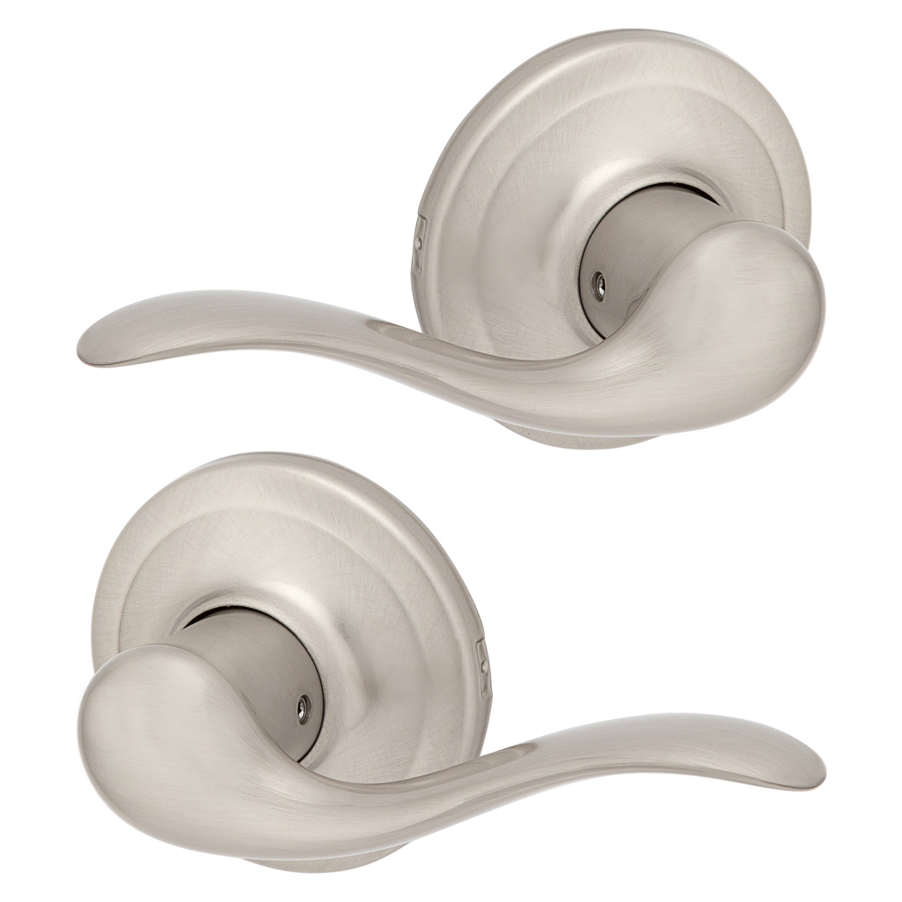 slide 2 of 5, Kwikset Signature Series Tustin Satin Nickel Interior or Exterior Hall/Closet Passage Door Handle, 1 ct