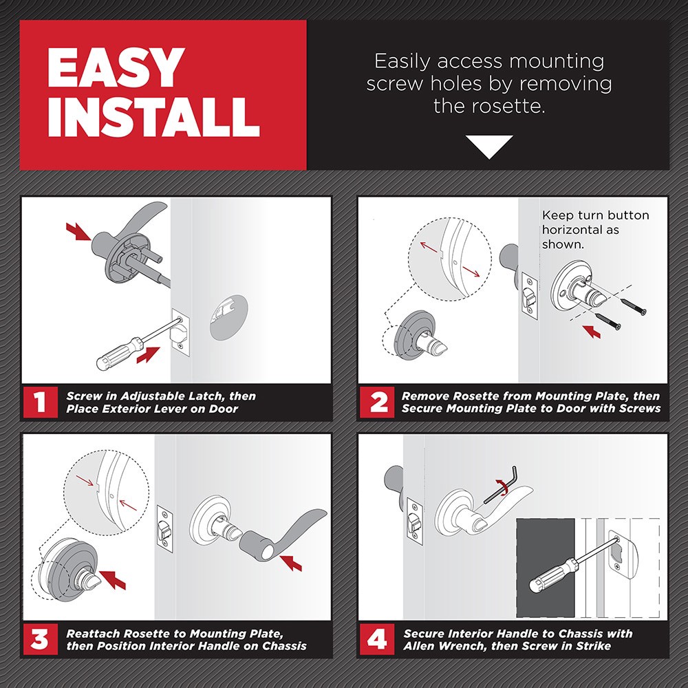 slide 4 of 6, Kwikset Signature Series Tustin Satin Nickel Interior or Exterior Hall/Closet Passage Door Handle, 1 ct
