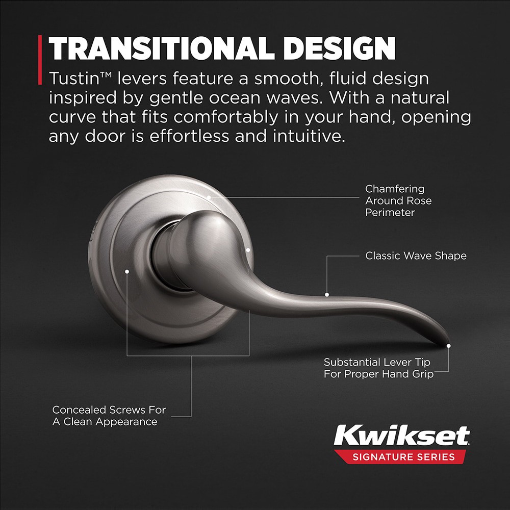 slide 6 of 6, Kwikset Signature Series Tustin Satin Nickel Interior or Exterior Hall/Closet Passage Door Handle, 1 ct