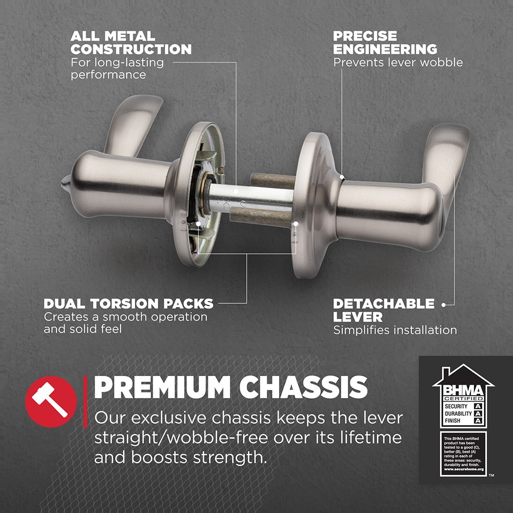 slide 3 of 6, Kwikset Signature Series Tustin Satin Nickel Exterior Keyed Entry Door Handle ft. SmartKey Security, 1 ct