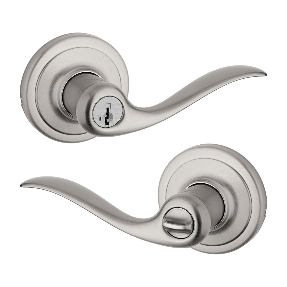 slide 1 of 6, Kwikset Signature Series Tustin Satin Nickel Exterior Keyed Entry Door Handle ft. SmartKey Security, 1 ct