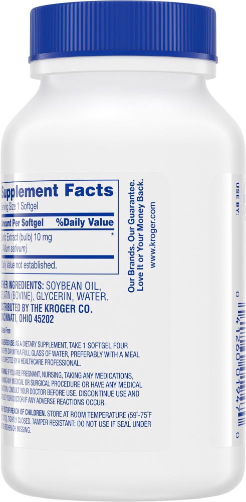 slide 3 of 4, Kroger Garlic Extract Dietary Supplement Softgels, 100 ct