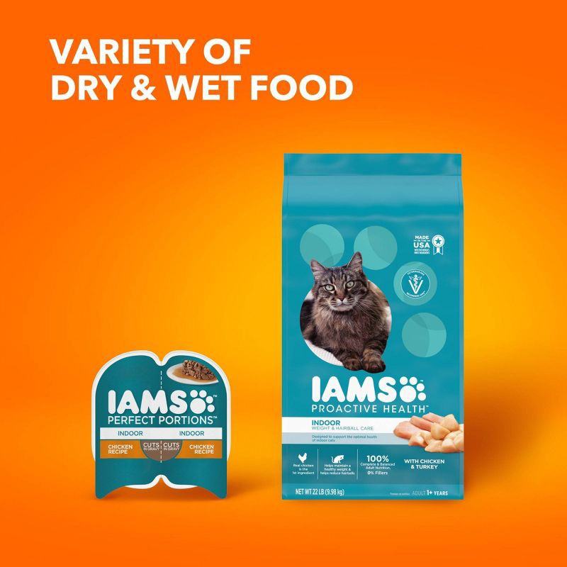 slide 10 of 10, IAMS Proactive Health Indoor Weight Control & Hairball Care with Chicken & Turkey Adult Premium Dry Cat Food - 16lbs, 16 lb