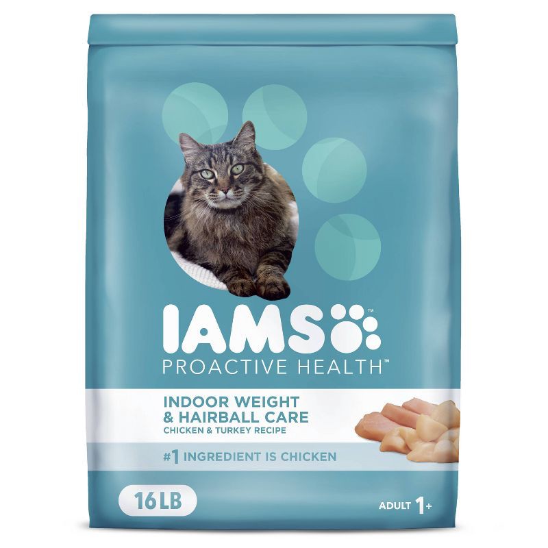 slide 1 of 10, IAMS Proactive Health Weight Control and Hairball Care with Chicken and Turkey Flavor Indoor Dry Cat Food - 16lbs, 16 lb