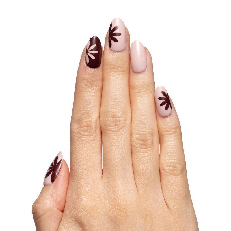 slide 3 of 4, Olive & June Fake Nails - Big Duo Toned Flowers - M Oval - 32ct, 32 ct