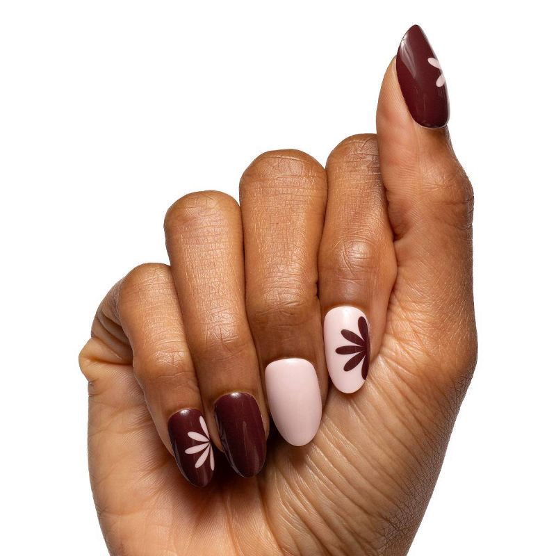 slide 4 of 4, Olive & June Fake Nails - Big Duo Toned Flowers - M Oval - 32ct, 32 ct