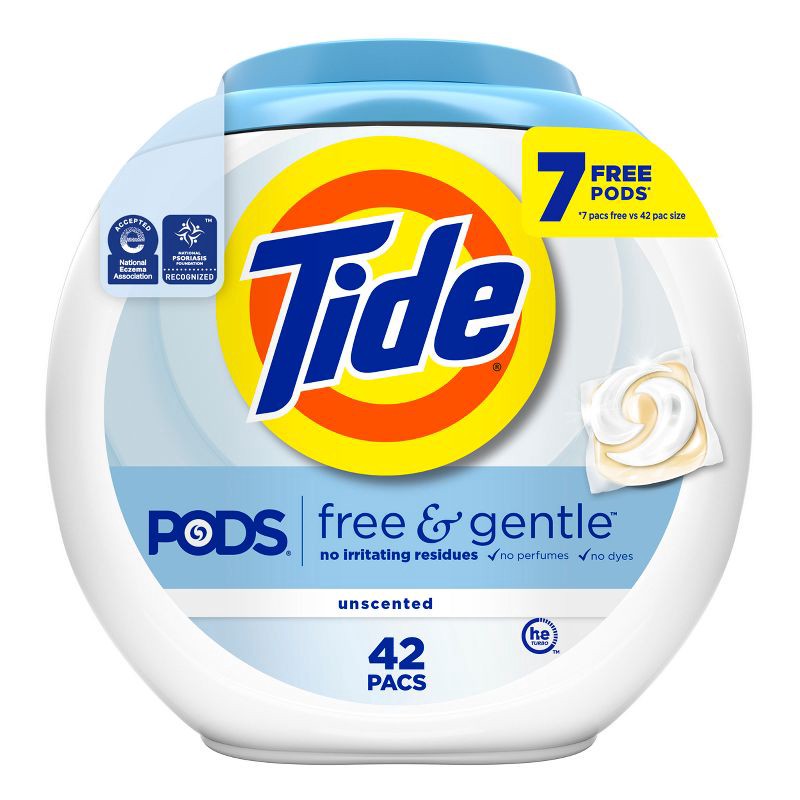 slide 1 of 11, Tide Pods HE Compatible Laundry Detergent Pacs - Free & Gentle - 42ct, 42 ct