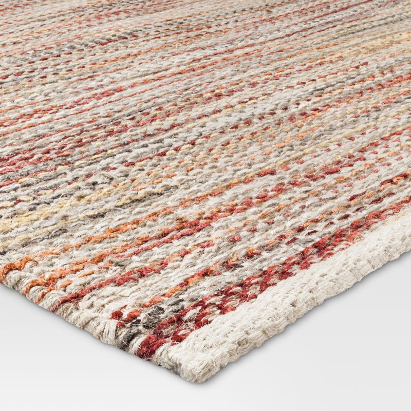 slide 2 of 2, 2'x3' Woven Accent Rug Natural - Threshold™: Handmade Rectangle, Multi-Stripe, Jute & Cotton, Indoor Use, 1 ct
