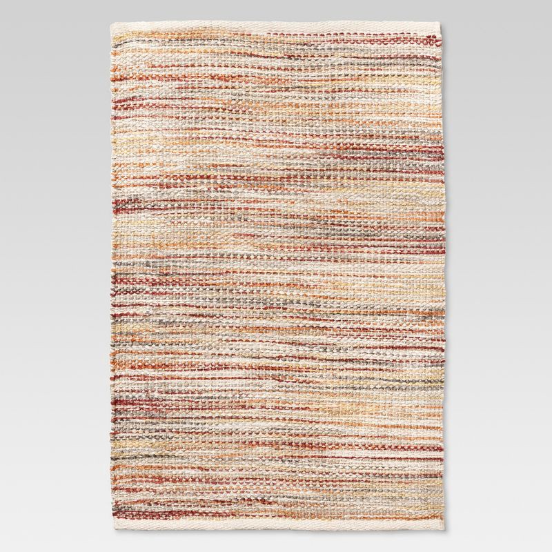 slide 1 of 2, 2'x3' Woven Accent Rug Natural - Threshold™: Handmade Rectangle, Multi-Stripe, Jute & Cotton, Indoor Use, 1 ct