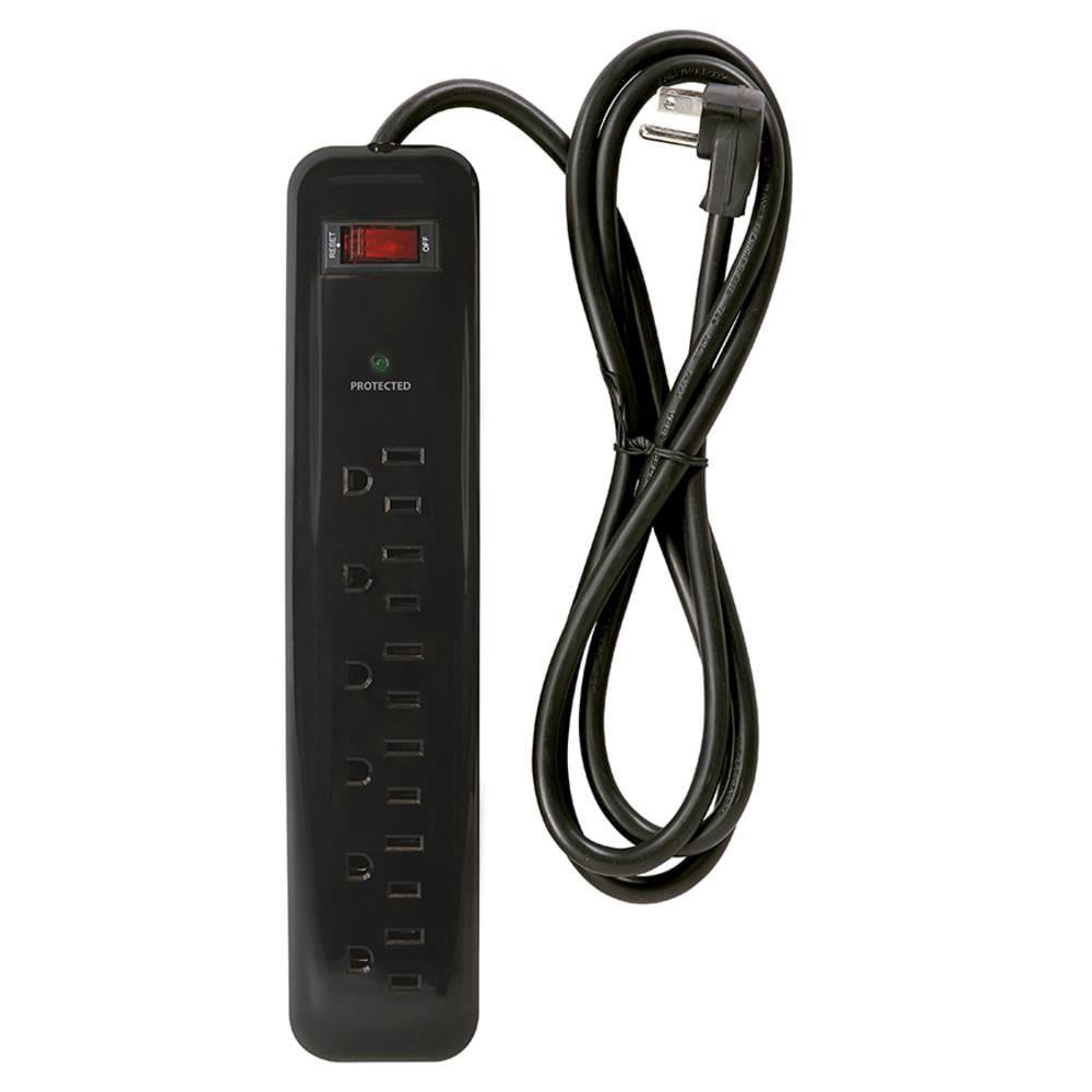 slide 5 of 5, Utilitech 4-ft Surge Protector 6 -Outlet 1000 Joules 1875 -Watts Black Indoor AC Surge Protector, 1 ct