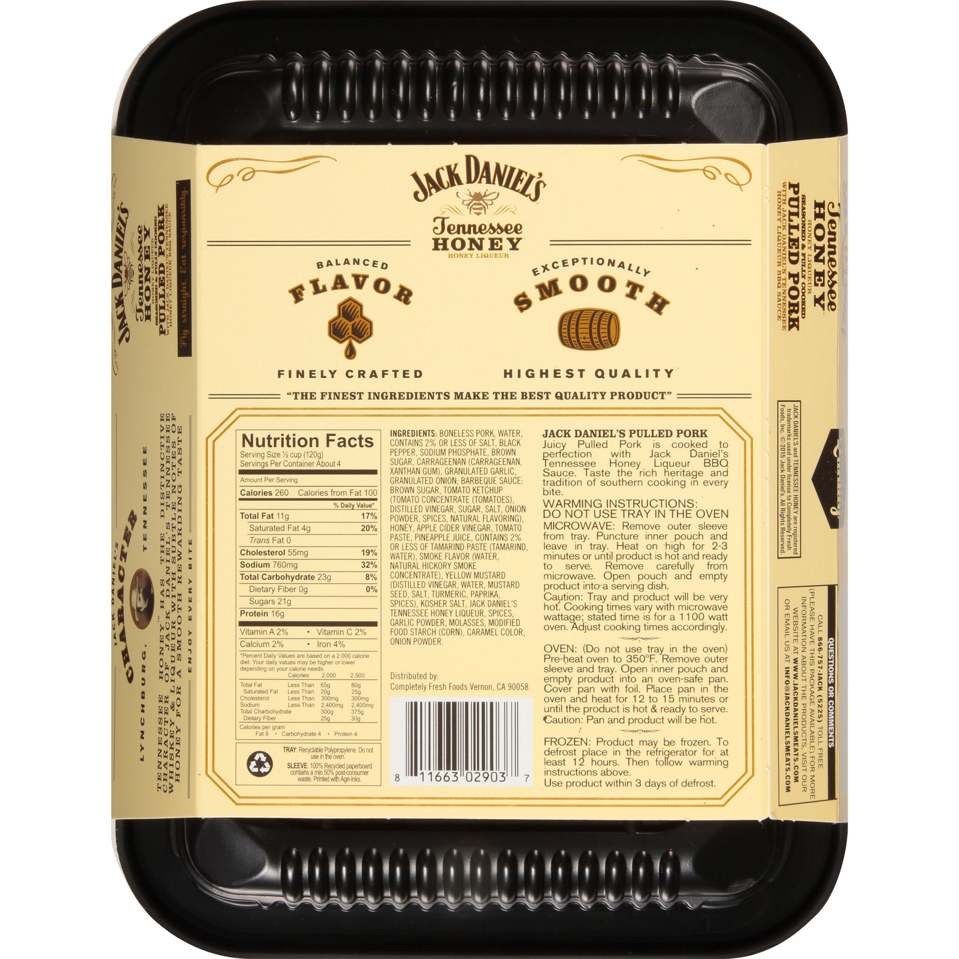 slide 4 of 5, Jack Daniel's Tennessee Honey Liqueur Seasoned & Fully Cooked Pulled Pork 16 oz. Tray, 16 oz