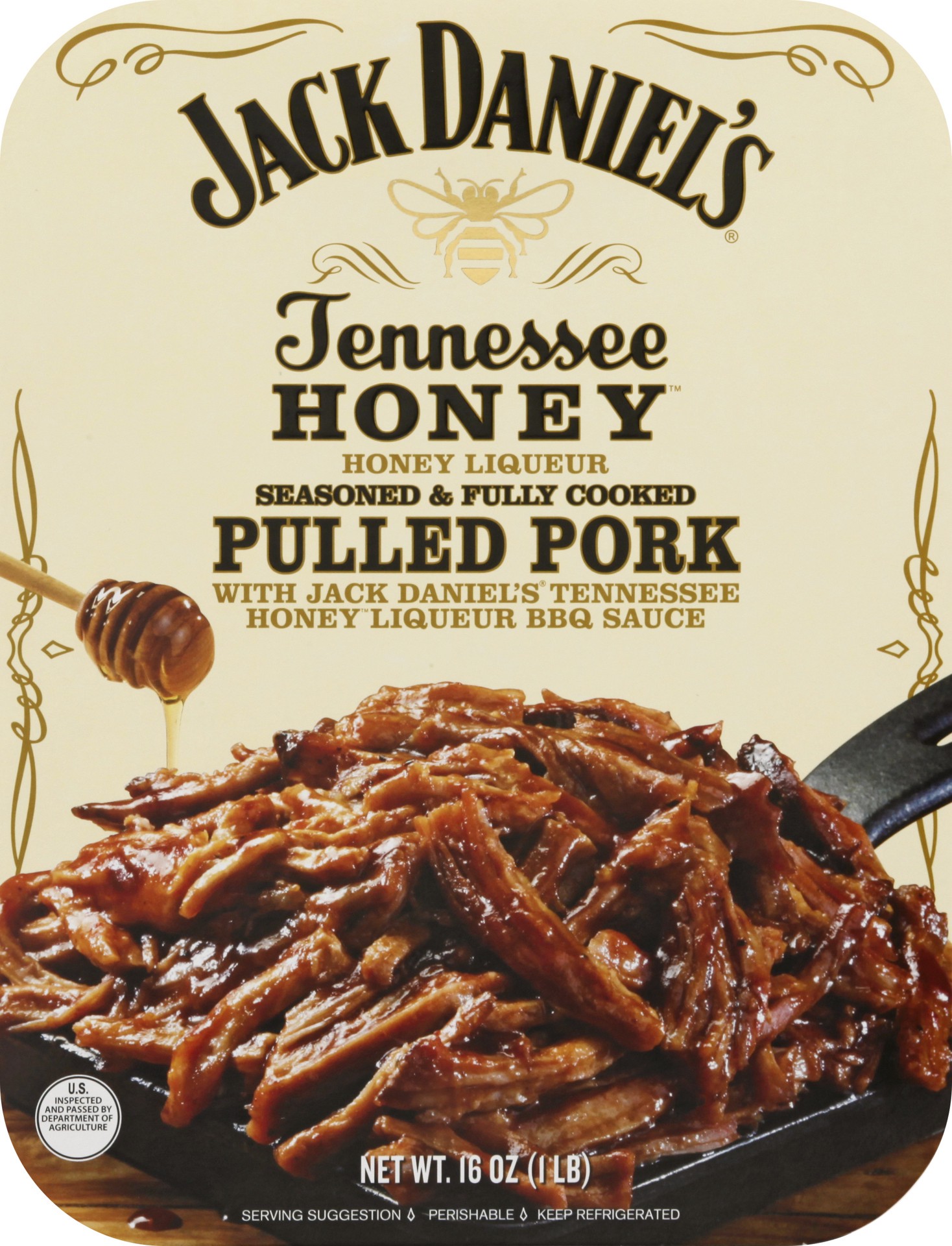 slide 1 of 1, Jack Daniel's Tennessee Honey Liqueur Seasoned & Fully Cooked Pulled Pork 16 oz. Tray, 16 oz