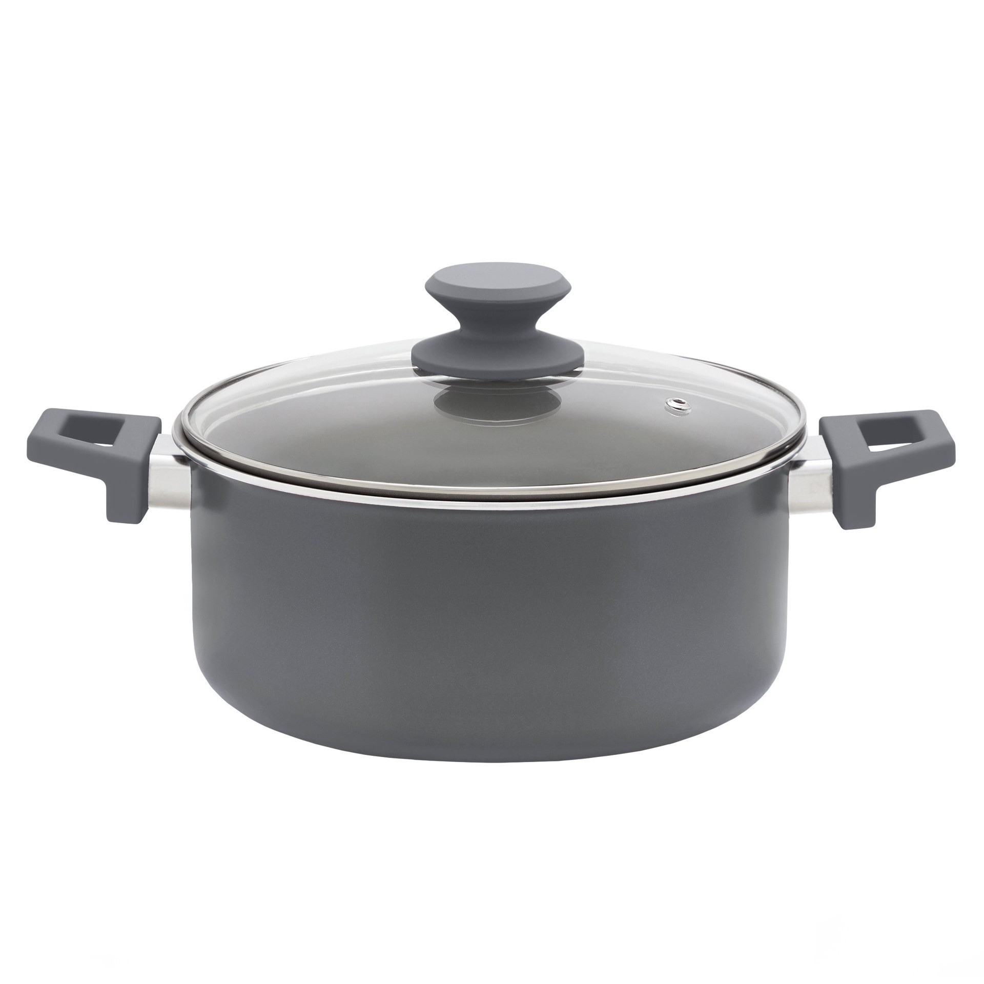 slide 1 of 1, our goods Stockpot with Glass Lid - Pebble Gray, 5 qt