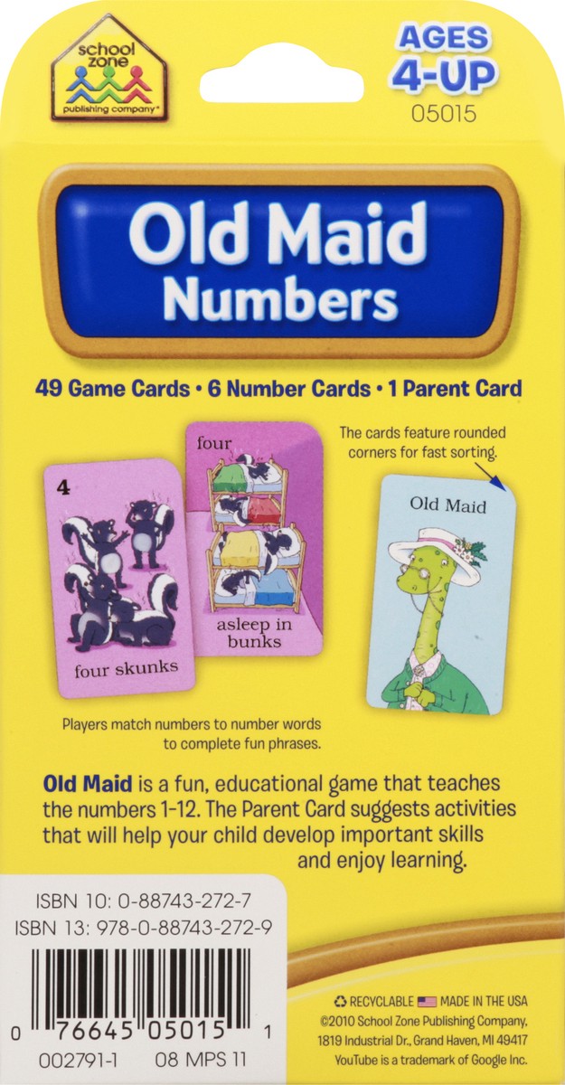 slide 4 of 11, School Zone Old Maid Numbers Game Cards 1 ea, 1 ct