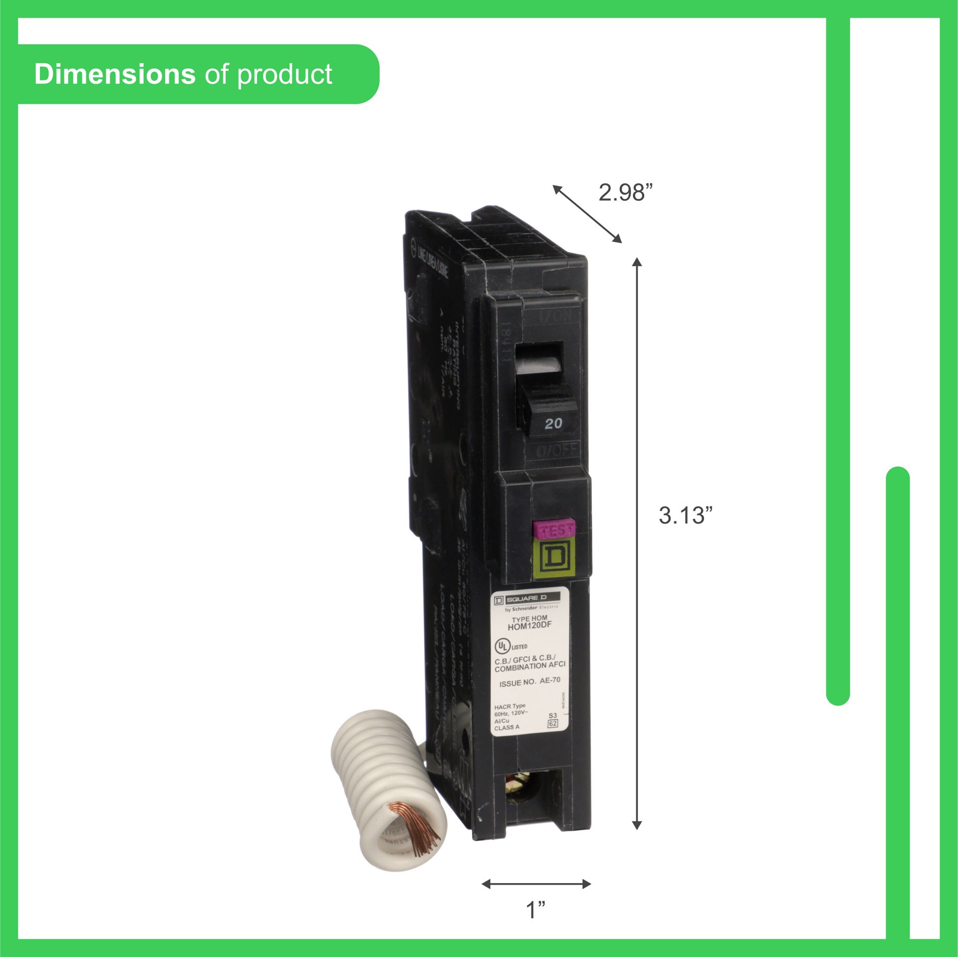 slide 4 of 6, Square D Homeline 20-amp 1 -Pole Dual function AFCI/GFCI Circuit Breaker, 1 ct