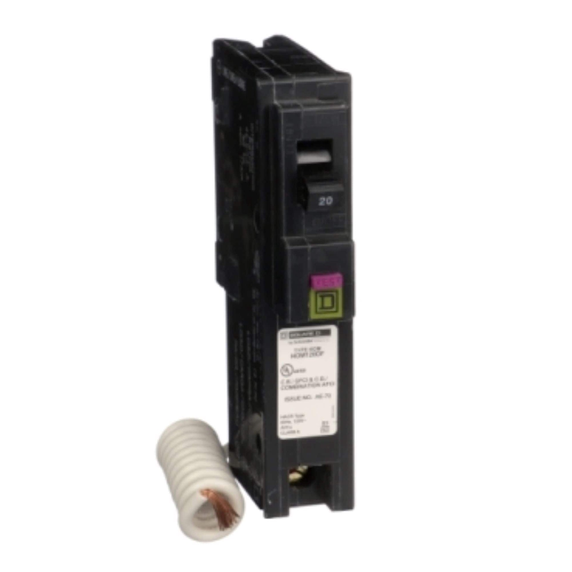 slide 6 of 6, Square D Homeline 20-amp 1 -Pole Dual function AFCI/GFCI Circuit Breaker, 1 ct