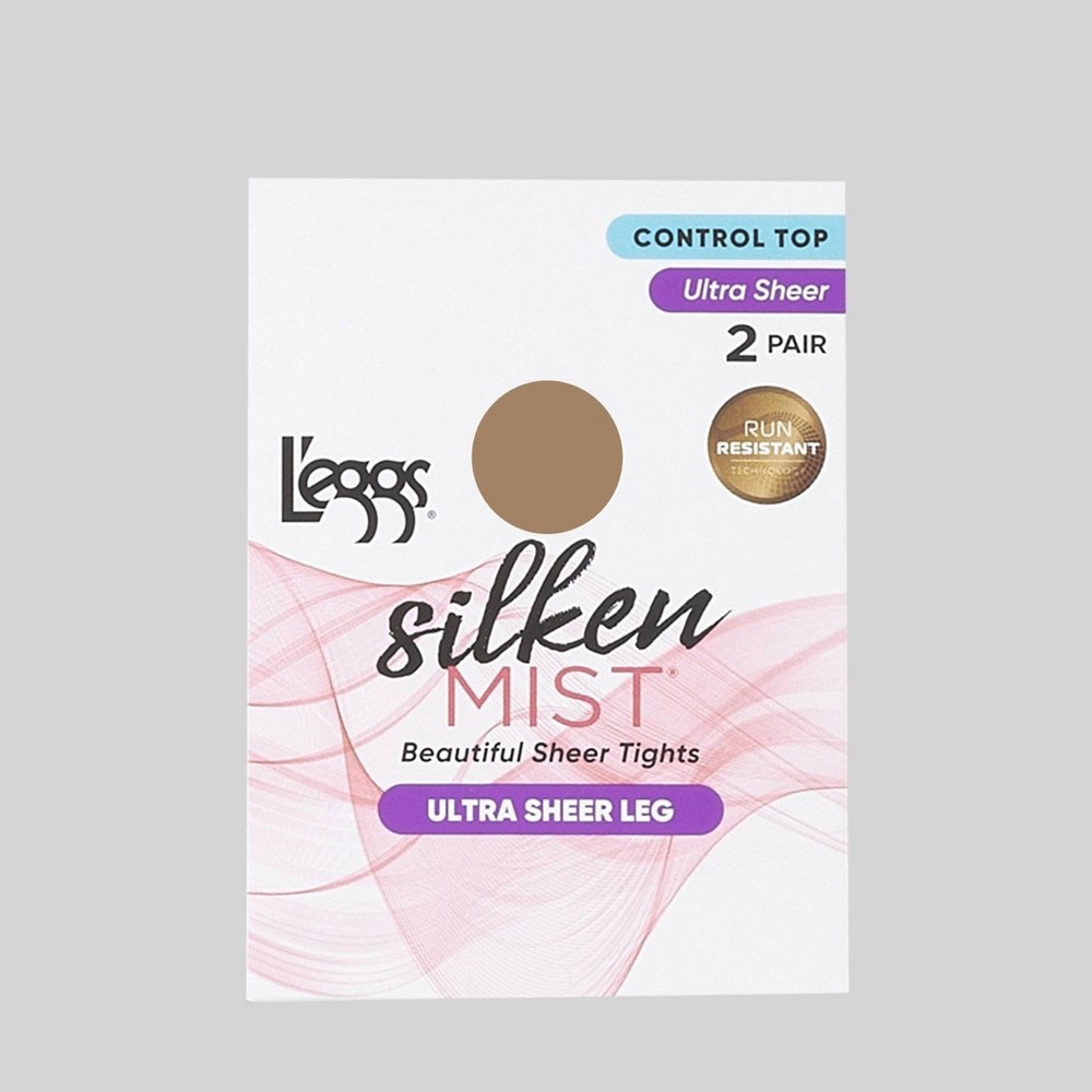 slide 2 of 2, L'eggs Silken Mist Women's Ultra Sheer Run Resistant 2pk Pantyhose - Nude A, 2 ct