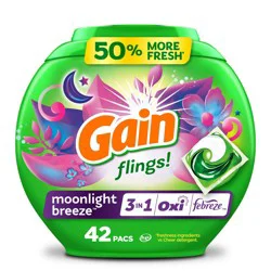 Gain flings! Moonlight Breeze HE Deep Cleaning Concentrated Laundry Detergent Pods 42 Pacs - 28oz