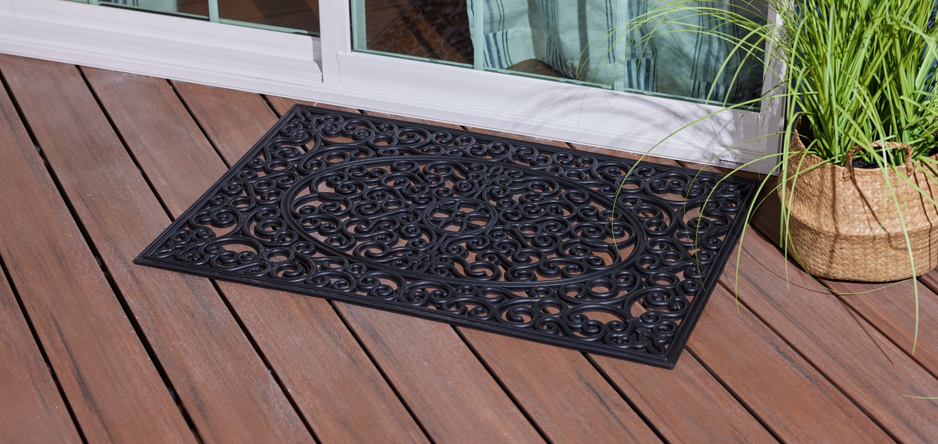 slide 3 of 6, allen + roth 24-in x 36-in Black Rubber Non-Slip Grip Indoor or outdoor Door Mat, 1 ct
