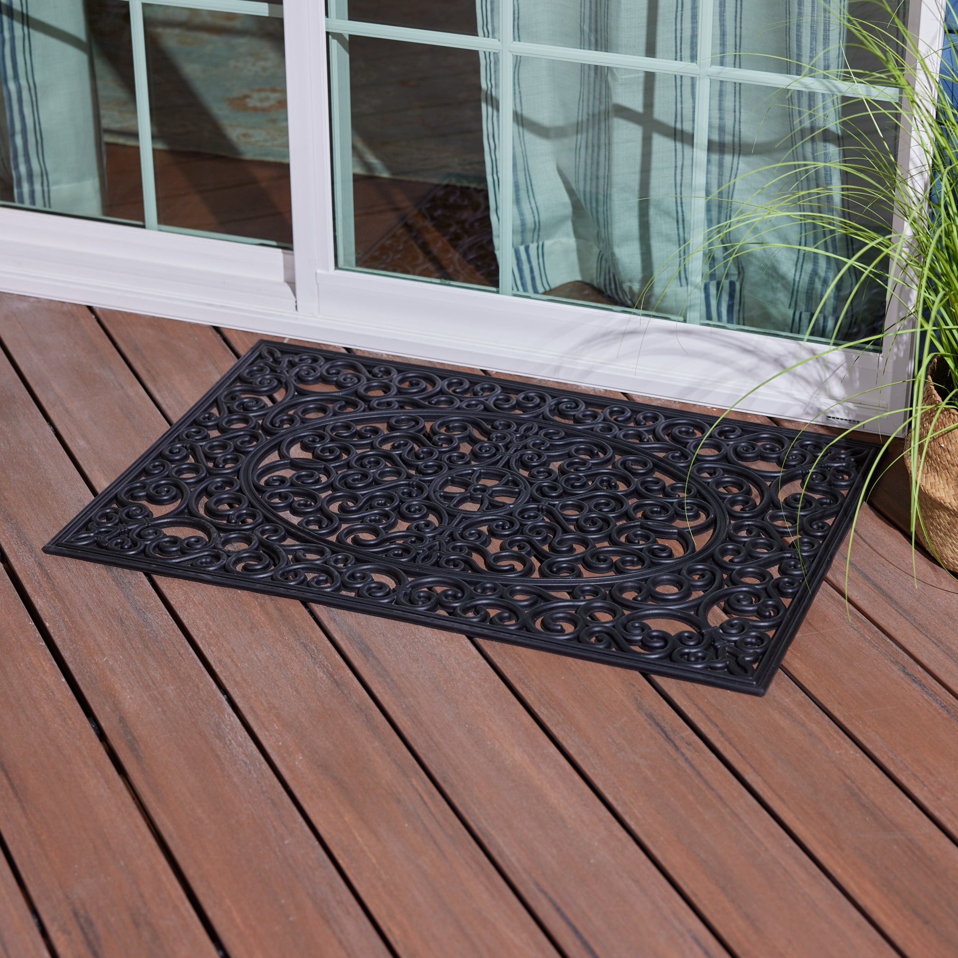 slide 5 of 6, allen + roth 24-in x 36-in Black Rubber Non-Slip Grip Indoor or outdoor Door Mat, 1 ct