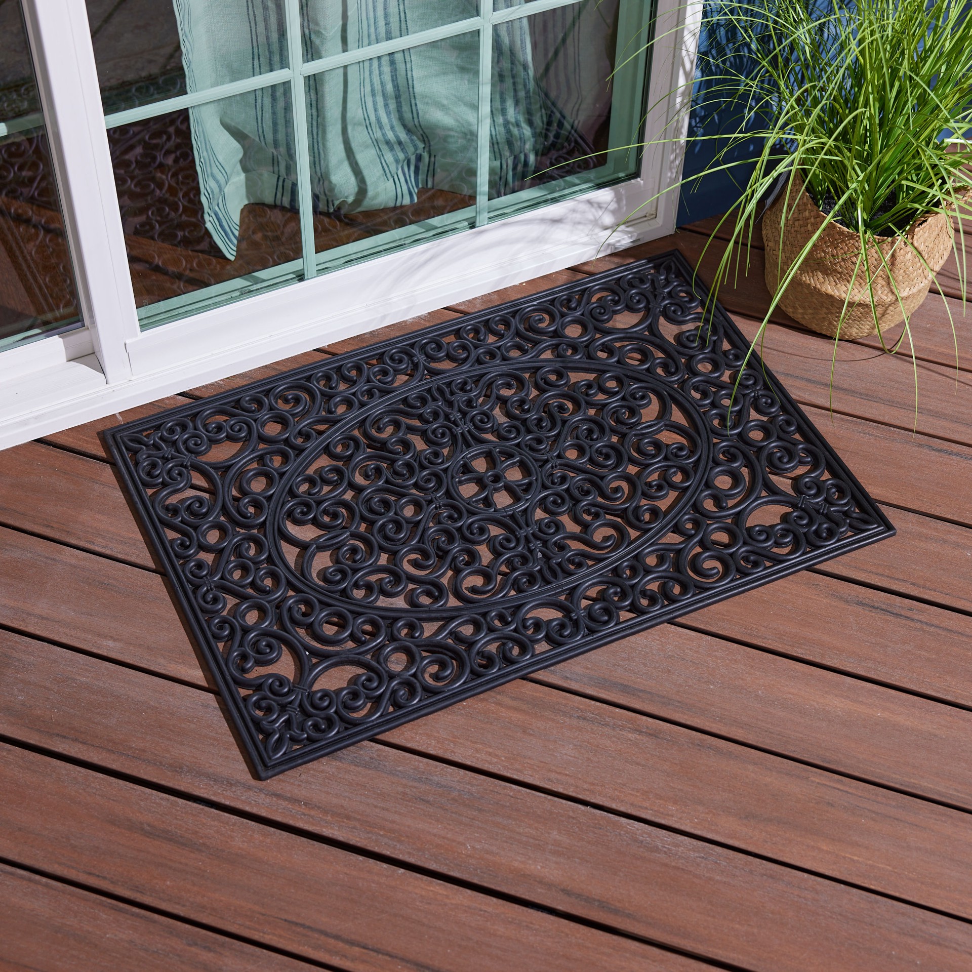 slide 6 of 6, allen + roth 24-in x 36-in Black Rubber Non-Slip Grip Indoor or outdoor Door Mat, 1 ct