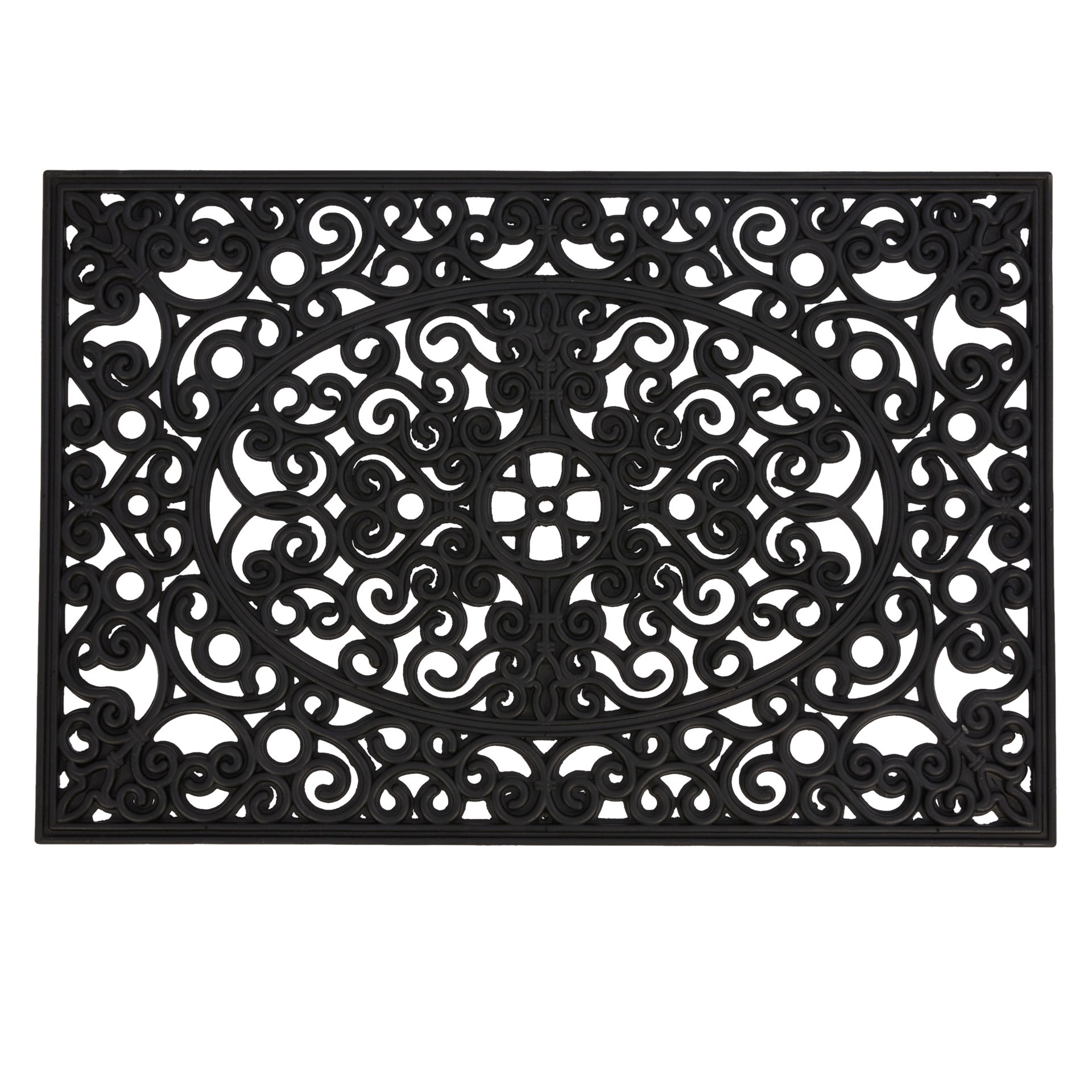 slide 1 of 6, allen + roth 24-in x 36-in Black Rubber Non-Slip Grip Indoor or outdoor Door Mat, 1 ct
