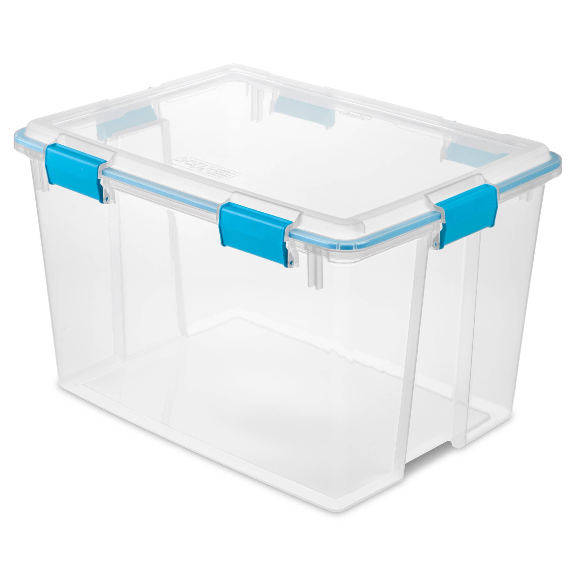 slide 1 of 6, Sterilite Gasket Box Clear with Blue Latches, 80 qt