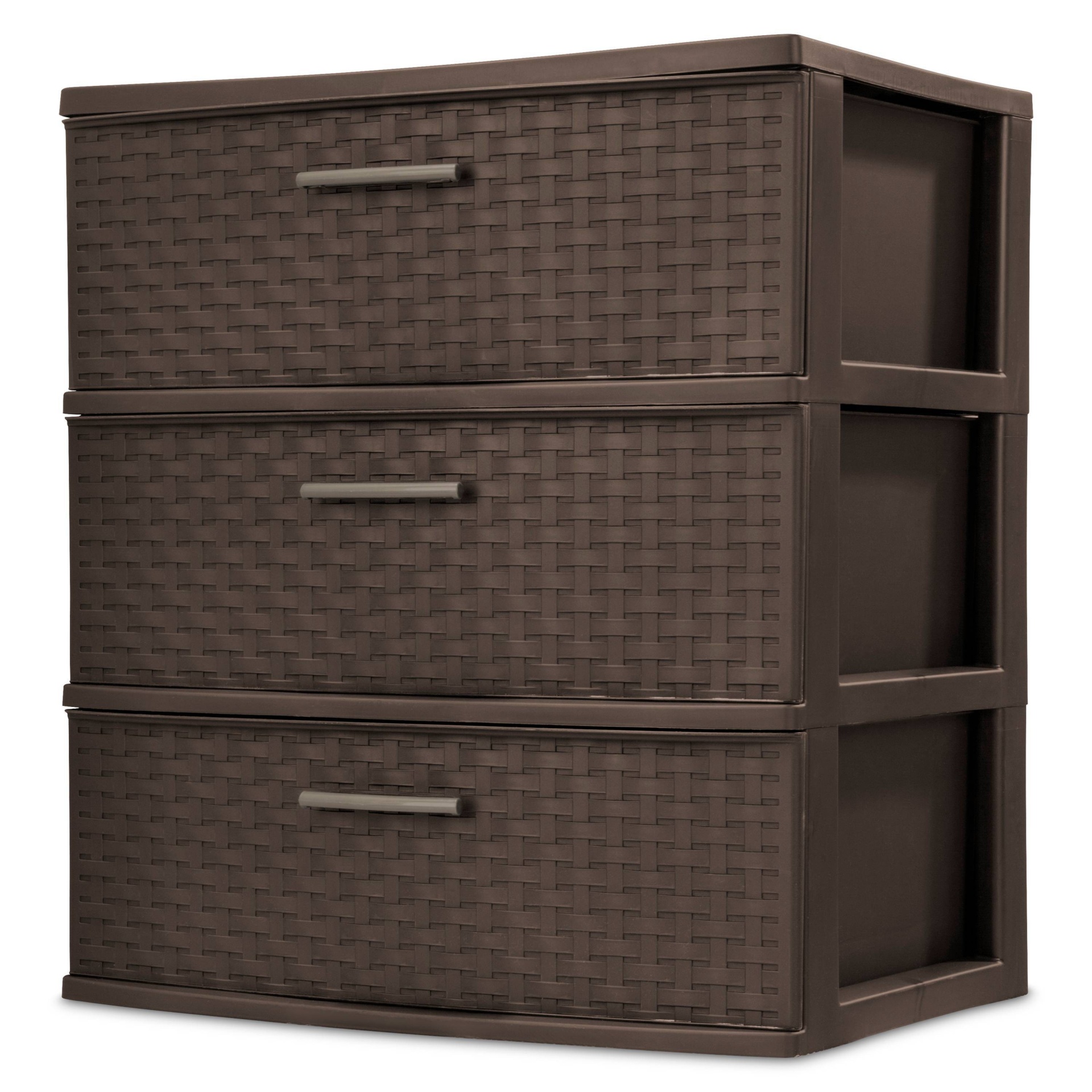 slide 1 of 6, Wide 3 Drawer Weave Tower Espresso - Room Essentials, 1 ct