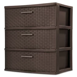 Wide 3 Drawer Weave Tower Espresso - Room Essentials