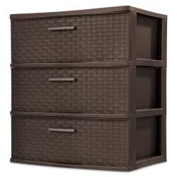 Wide 3 Drawer Weave Tower Espresso - Room Essentials