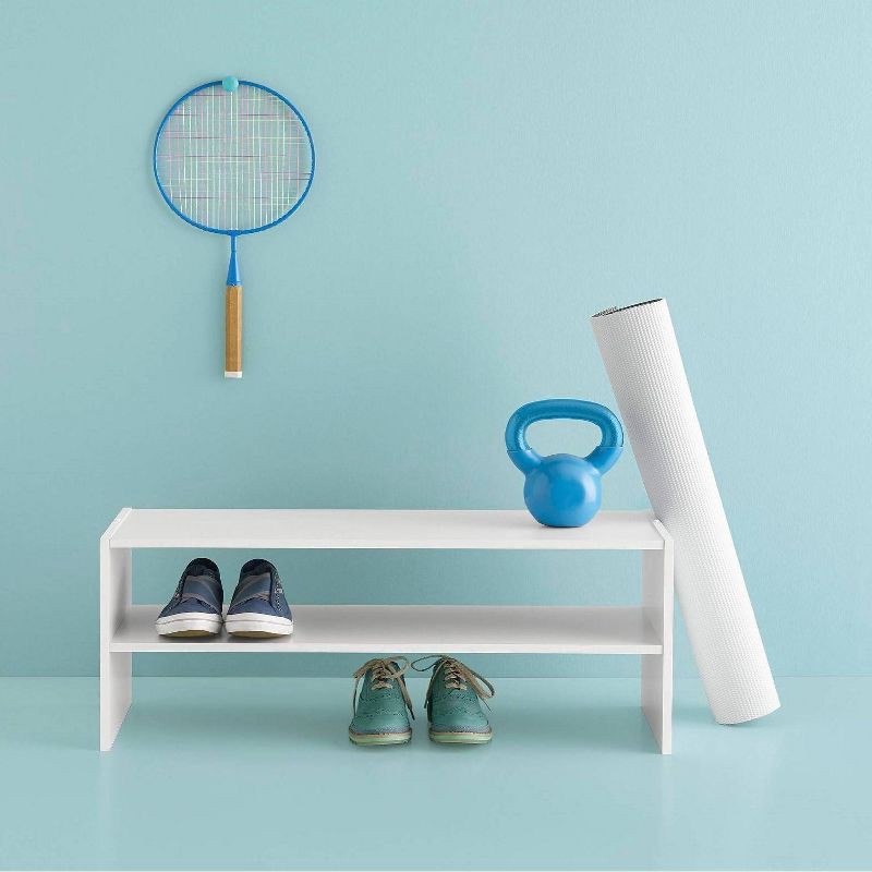 slide 4 of 4, 31" Stackable Shelf White - Room Essentials™: Freestanding Shoe Organizer, Holds 8 Pairs, Wood Frame, 1 ct