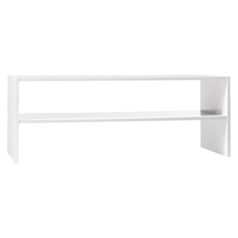 slide 1 of 4, 31" Stackable Shelf White - Room Essentials™: Freestanding Shoe Organizer, Holds 8 Pairs, Wood Frame, 1 ct