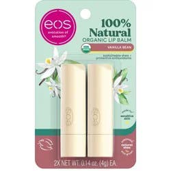 eos & Organic Lip Balm Stick - Vanilla Bean - 2pk/0.28oz: Moisturizing, Hypoallergenic, Paraben-Free, Gluten-Free