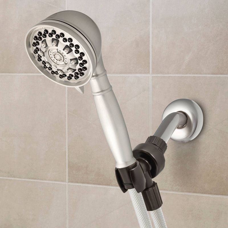 slide 6 of 7, 6 Mode Power Pulse Hand Held Shower Head Brushed Nickel - Waterpik: EPA WaterSense, Massage Setting, 5ft Hose, 1 ct