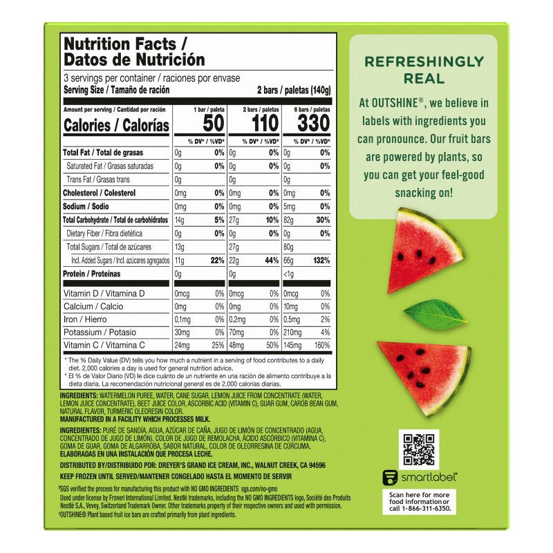 slide 12 of 12, Outshine Watermelon Frozen Fruit Bars - 6ct/15 fl oz, 6 ct, 15 fl oz