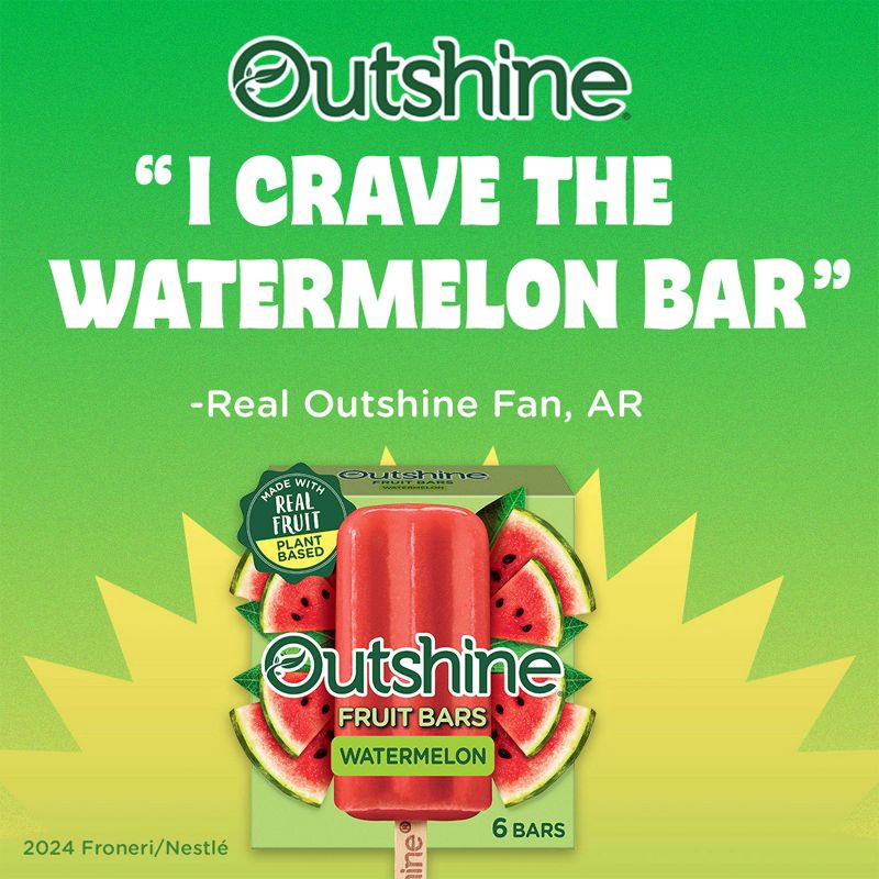 slide 4 of 12, Outshine Watermelon Frozen Fruit Bars - 6ct/15 fl oz, 6 ct, 15 fl oz