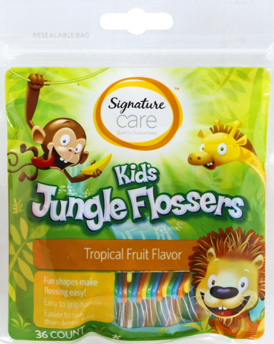 slide 2 of 4, Signature Home Kid's Tropical Flavor Jungle Flossers, 36 ct