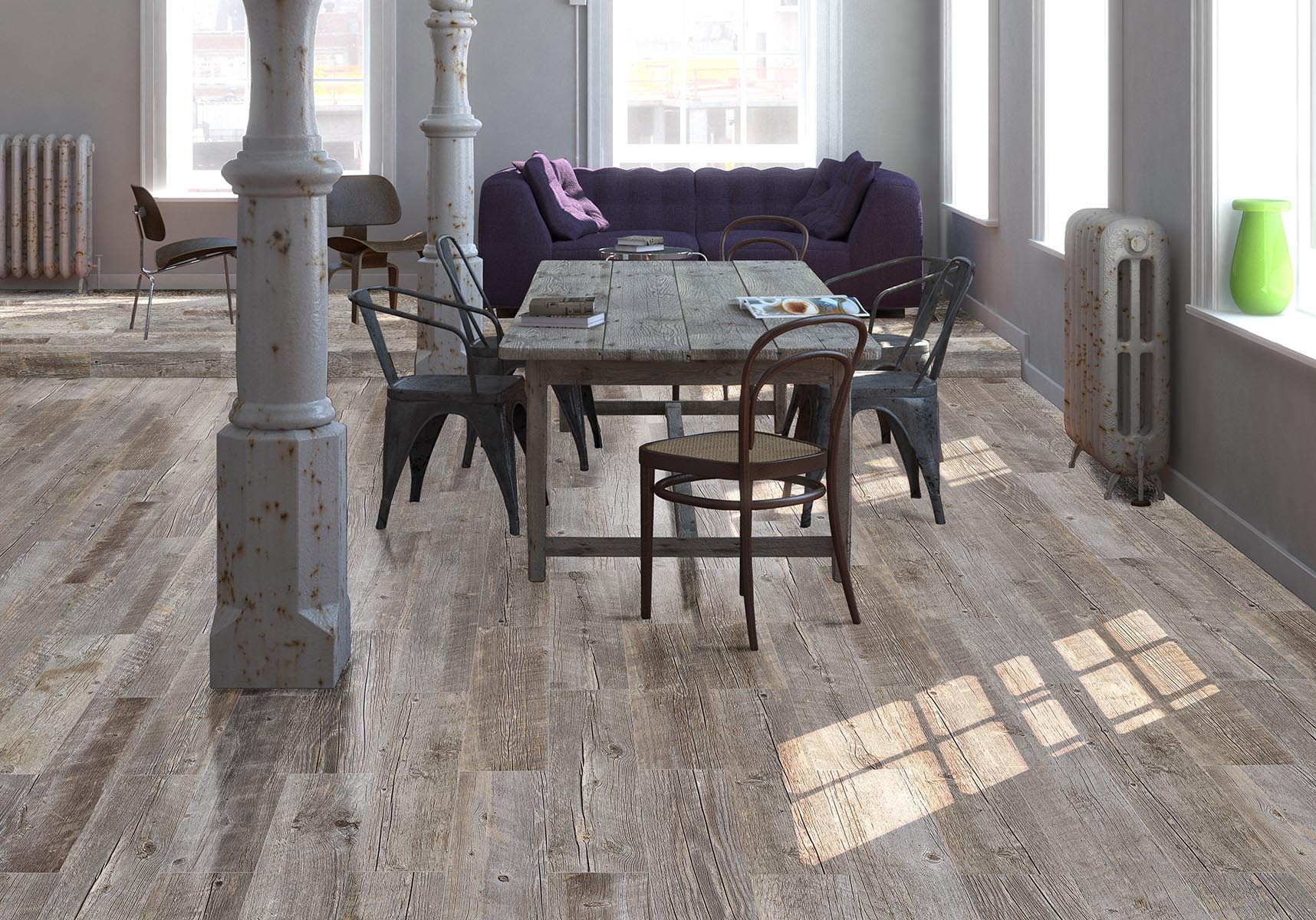 slide 6 of 6, allen + roth Natural Timber Whitewash 6-in x 36-in Glazed Porcelain Wood Look Plank Floor and Wall Tile ( 1.44-sq ft Piece ), 1 ct