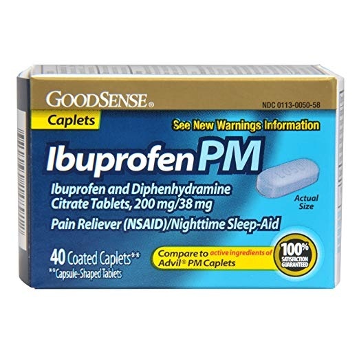 slide 1 of 1, Good Sense Ibuprofen PM, Coated Caplets, 40 ct