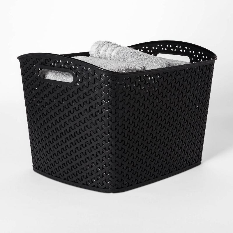 slide 2 of 6, Y-Weave XL Curved Decorative Storage Basket Black - Brightroom™: Polypropylene, 11" Cube Compatible, Nesting, BPA-Free, 1 ct