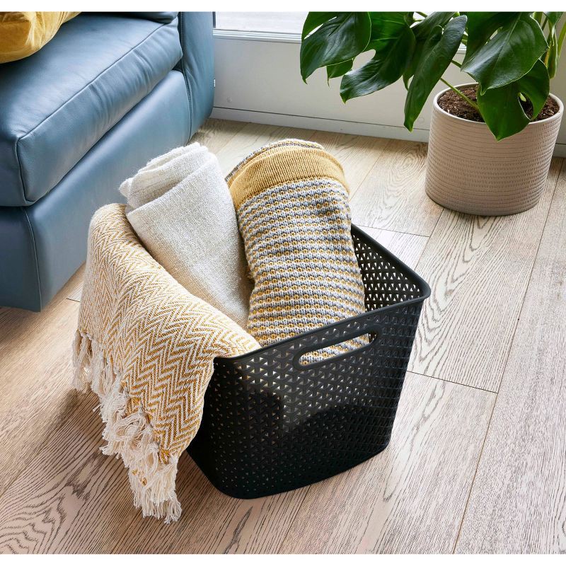 slide 3 of 6, Y-Weave XL Curved Decorative Storage Basket Black - Brightroom™, 1 ct