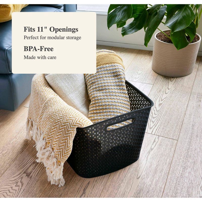slide 4 of 7, Y-Weave XL Curved Decorative Storage Basket Black - Brightroom™: Polypropylene, 11" Cube Compatible, Nesting,, 1 ct