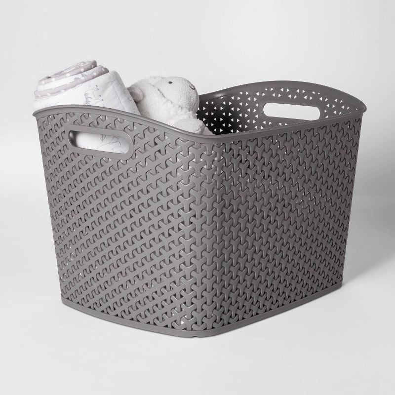 slide 2 of 6, Y-Weave XL Curved Decorative Storage Basket Gray - Brightroom™: Polypropylene, 11.25" H, 16.63" D, 12.63" W, 1 ct